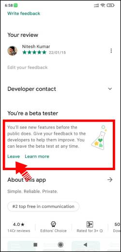 Leave WhatsApp Beta Program