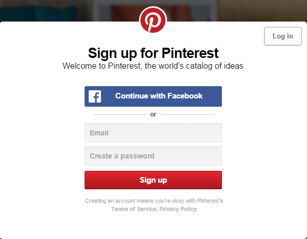 Sign up for Pinterest