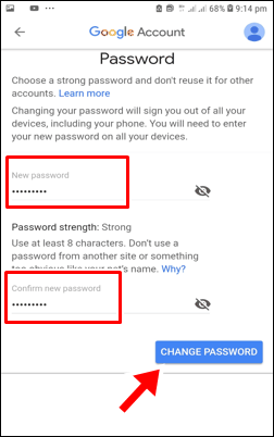 Click On Change Password