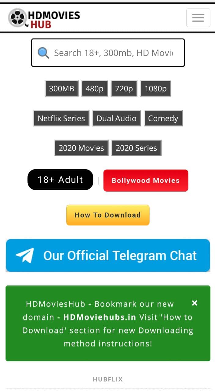 Hubflix HubFlix 2021: Free Hollywood 300MB Movies, 720p, 480p, Hindi Dubbed Series Download