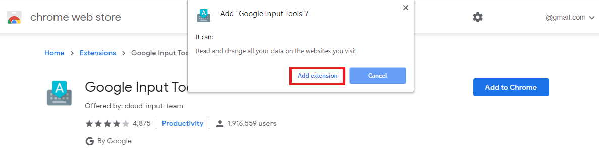 click on add extension
