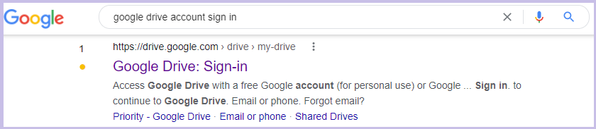 Google Drive Sing In