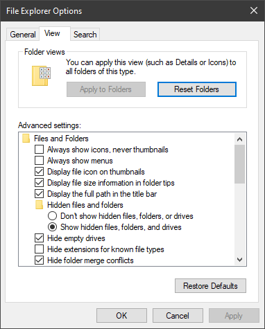 File Explorer Options_Control Panel