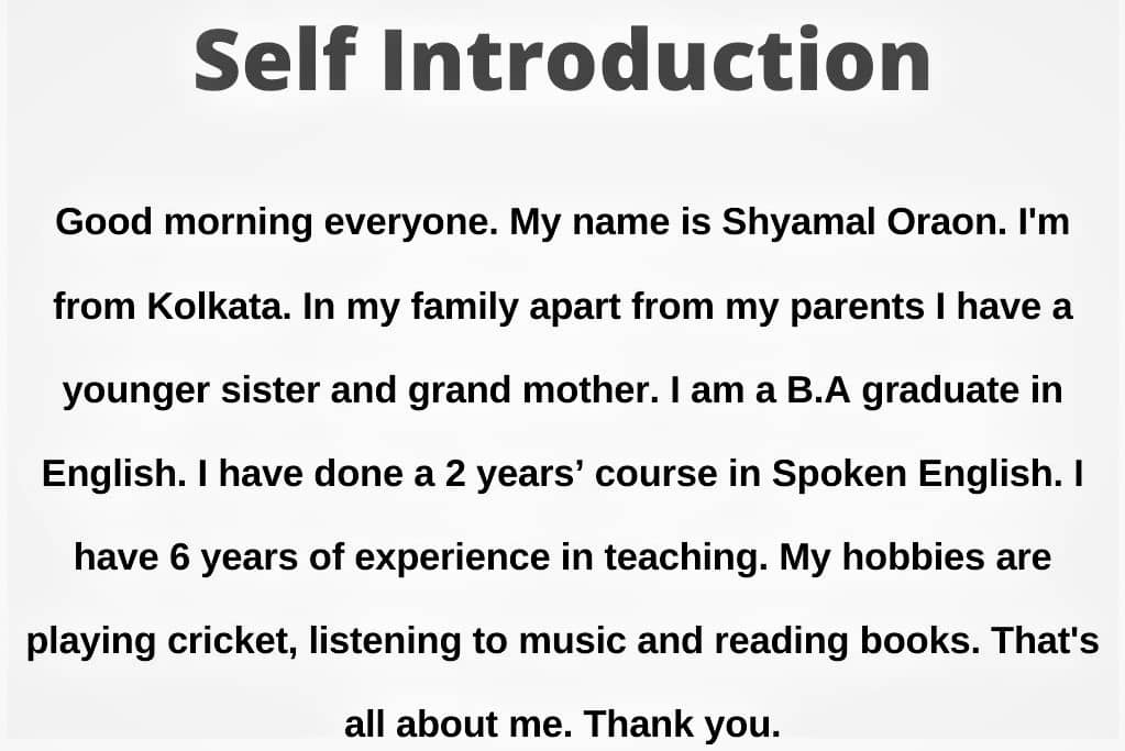 Apna Self Introduction Kaise De Hindi English Me 2021 Photos