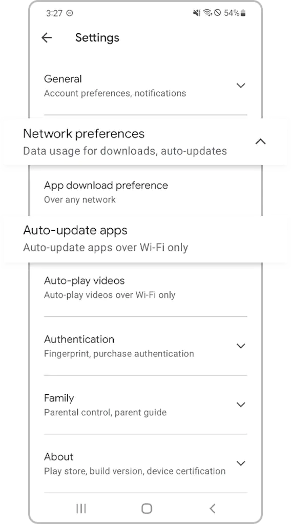 Play-store setting